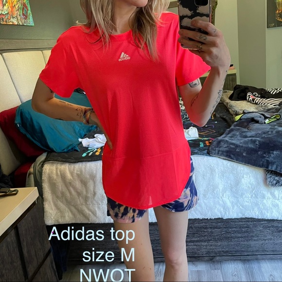 adidas Tops - Adidas Aeroready Airy Orange Mesh Tee